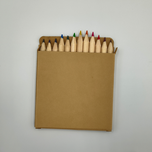 12 Half-Size Colouring Pencils | Eco Cardboard Box | Compact Children’s Pencil Set