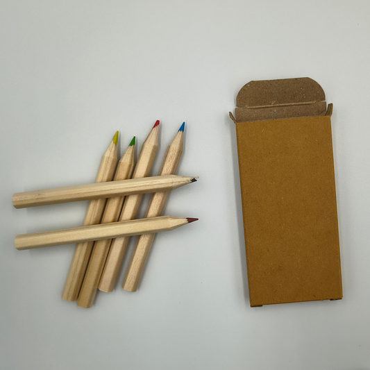 6 Half-Size Colouring Pencils | Eco Cardboard Box | Compact Children’s Pencil Set